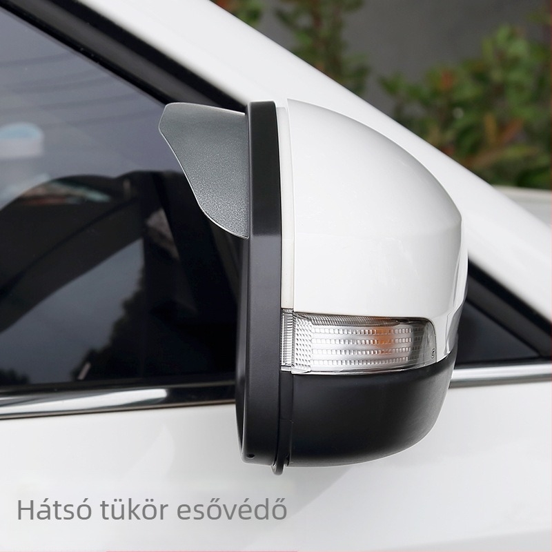 Hátsó tükör esővédő – alumínium ötvözet, napvédelom, deformációállóság, univerzális illeszkedés, ragasztó telepítés, csomag 2 darab, termék kódja Dm-104