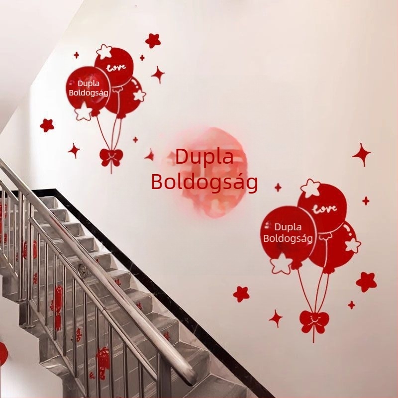 Esküvői falidekor – duál boldogság jel a folyosó és a lépcső hátteréhez, nem szövött anyag, szalag, rekvizit a helyszín dekorációjához