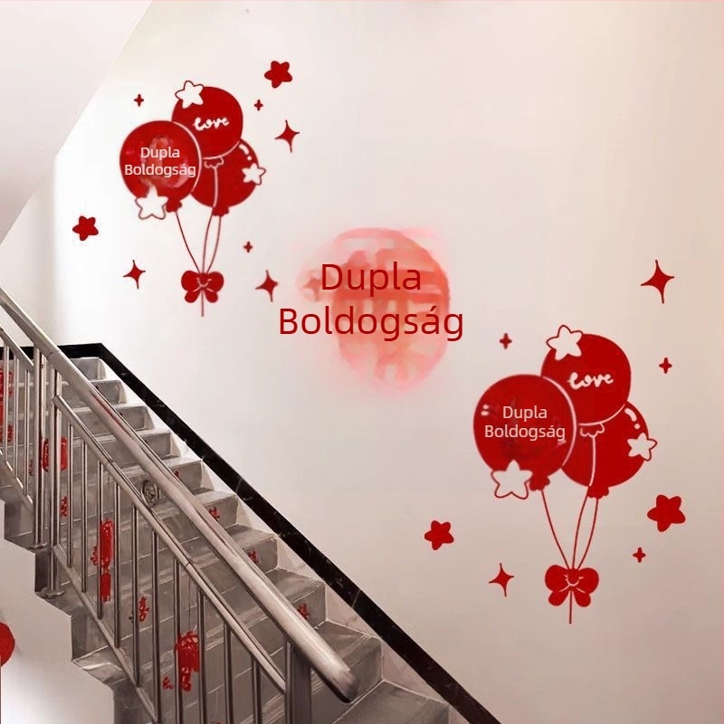 Esküvői falidekor – duál boldogság jel a folyosó és a lépcső hátteréhez, nem szövött anyag, szalag, rekvizit a helyszín dekorációjához