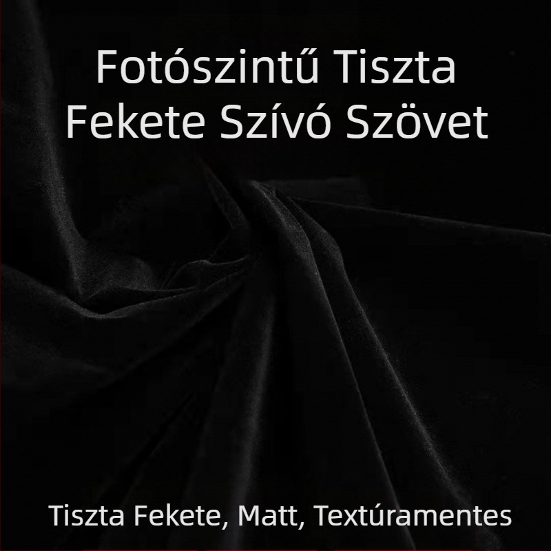 Fekete bársonyból készült fotóháttéranyag (Anyag: bársony; Háttér típus: textil; Használat: fotózás)