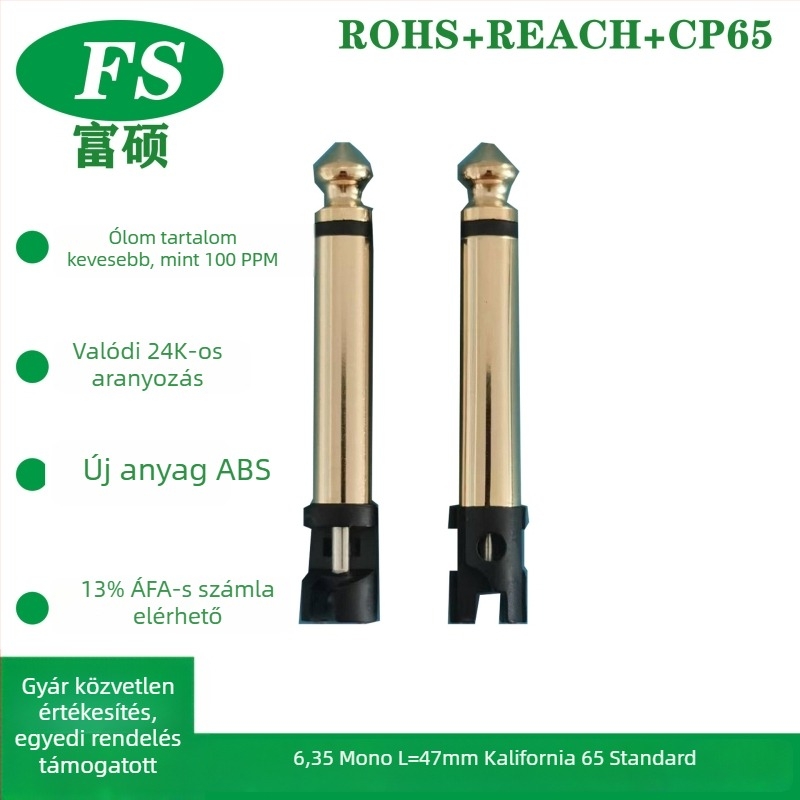 Gitár mikrofon, mono, tiszta réz vezető, 6,35 mm audio/videó csatlakozó, Fu Shuo, ROHS, működési hőmérséklet 20–100°C