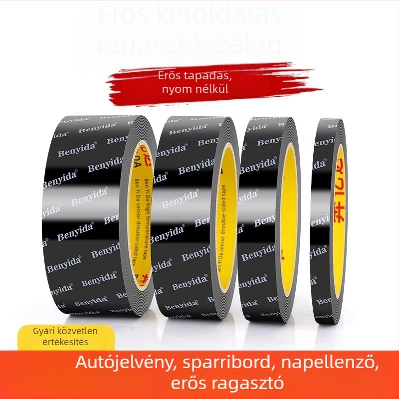 Automatikus kettős oldalú ragasztócsík, magas viszkozitású, ellenálló a magas hőmérsékletnek, vízálló, hátulsó szárny, esőív és hátsó felirat rögzítésére. Alap: nanométeres film; márka: Yida.