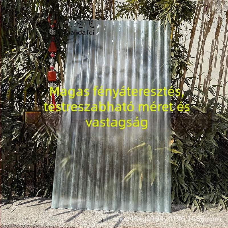 FRP gyanta – nagy hullámos átlátszó árnyékoló panel, 850-es típus, antifagyasztó, ideális naposzobákba, erkélyekre és üvegházakba