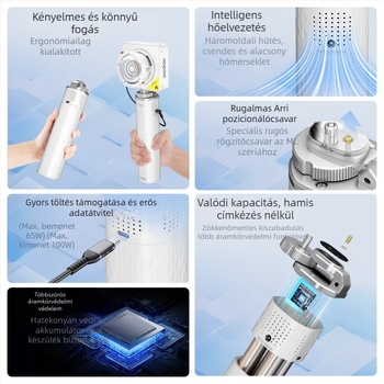 Fényképezőgép akkumulátormarkolat – 3C tanúsítvány, LED-jelző, töltő hordozható energiaellátás, kompatibilis Godox ML100Bi/ML60Bi