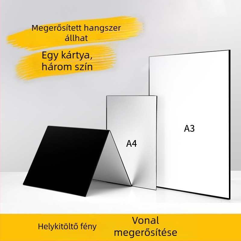 Háttérpanel fényképezéshez - összecsukható, álló, vastag karton, fényelnyelő felület, termékfotózáshoz
