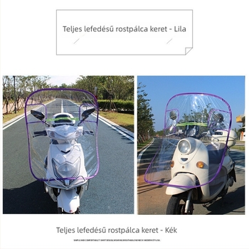 Szélvédő takaró tricikli, motorkerékpár és elektromos járművekhez, PVC anyag, logó nyomtatás, modell 032