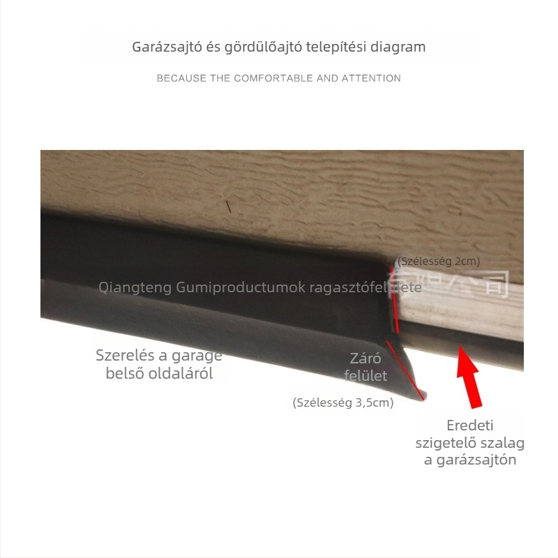Garázsajtó tömítőszalag görgős kapukhoz — gumi, Qiangteng márka, por- és szélvédelem, esővédelem, alacsony hőmérséklet-ellenállás
