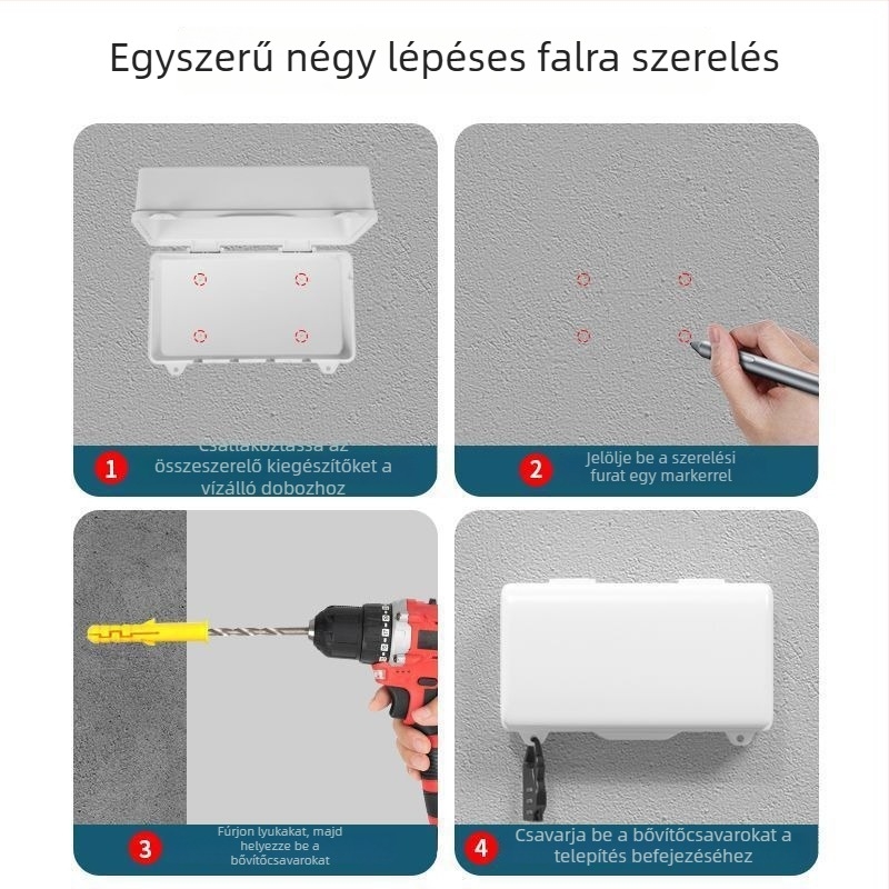 Kültéri vízálló kapcsolódoboz esővédő fedéllel EV töltőhöz, IP56, PC fedél