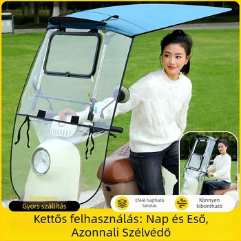 Összecsukható esővédő sátor elektromos motorkerékpárhoz; Anyag: Oxford vászon; Származás: Zhejiang; Importált: Nem