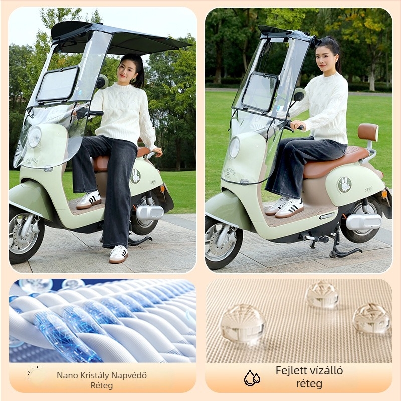 Összecsukható esővédő sátor elektromos motorkerékpárhoz; Anyag: Oxford vászon; Származás: Zhejiang; Importált: Nem