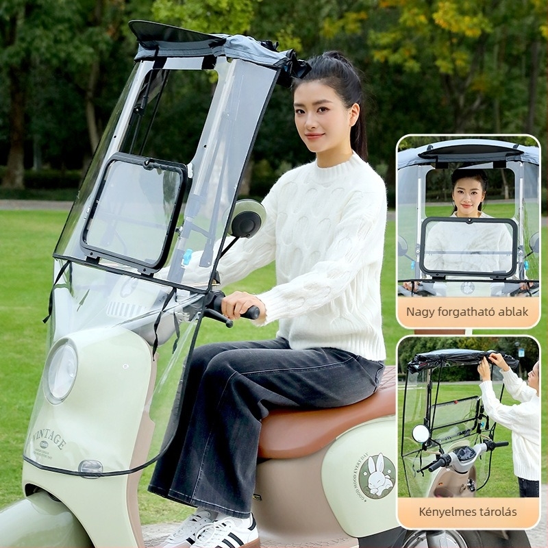 Összecsukható esővédő sátor elektromos motorkerékpárhoz; Anyag: Oxford vászon; Származás: Zhejiang; Importált: Nem