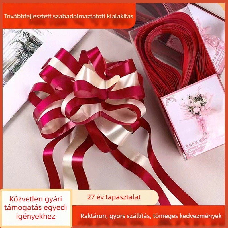 Gömb alakú virágos dísz szalaggal esküvői autó díszítéséhez és bulidekorációhoz