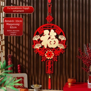 Áldás medál dekoráció — kézzel készült flockált szövetből, bejárati ajtóhoz, Tavaszi fesztivál, kínai stílus