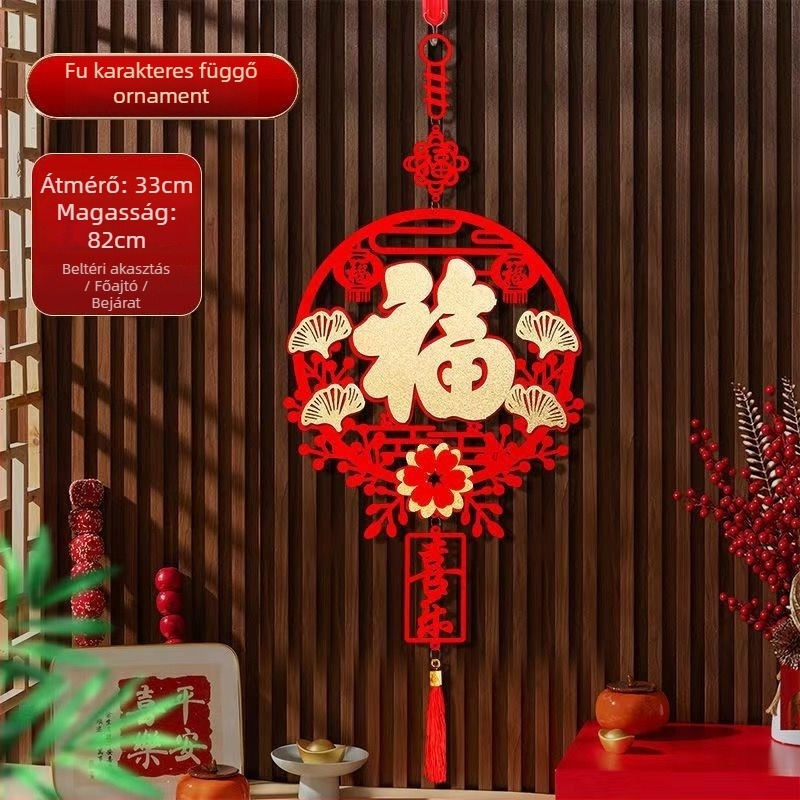 Áldás medál dekoráció — kézzel készült flockált szövetből, bejárati ajtóhoz, Tavaszi fesztivál, kínai stílus