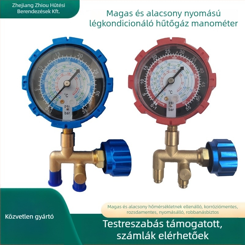 Pontos nyomásmérő, magasnyomású, modell 478, menetcsatlakozás, autóklíma hűtőközeghez, márka Zhiou