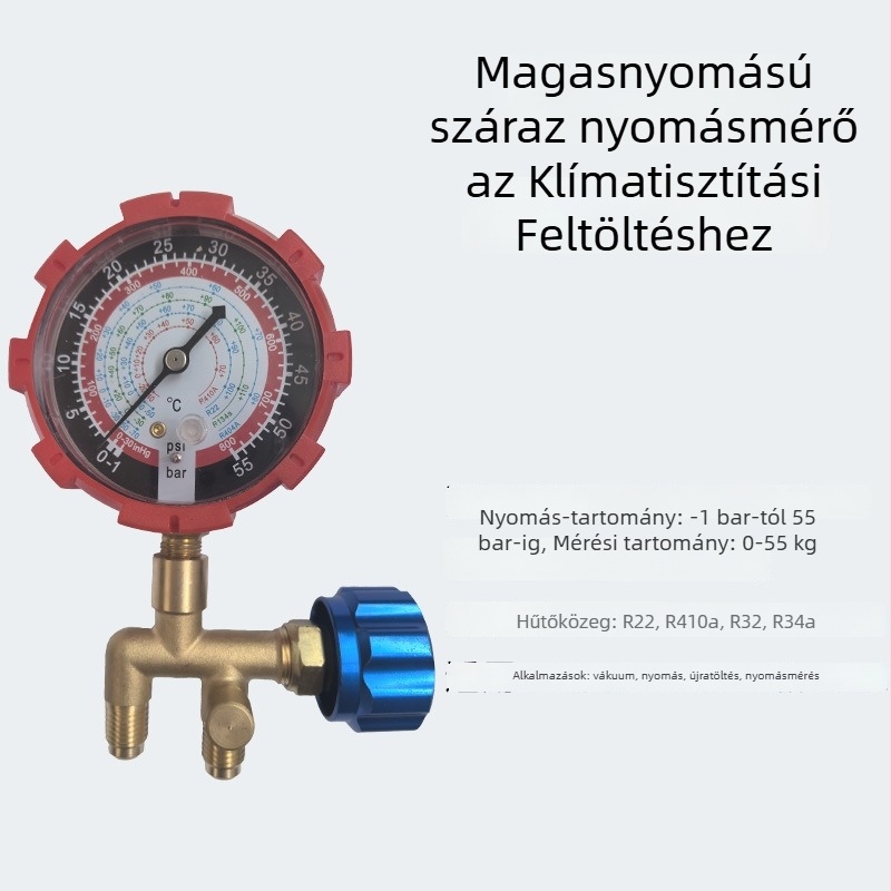 Pontos nyomásmérő, magasnyomású, modell 478, menetcsatlakozás, autóklíma hűtőközeghez, márka Zhiou