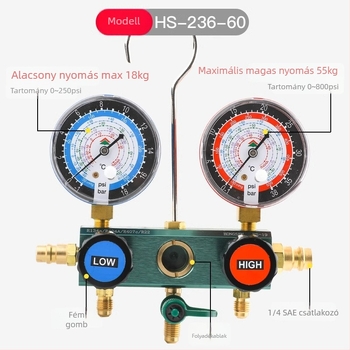Diafragma nyomásmérő autóhűtőközege HS-236A-60, mérési tartomány 3.8, pontosság 1.6, közvetlen csatlakozás
