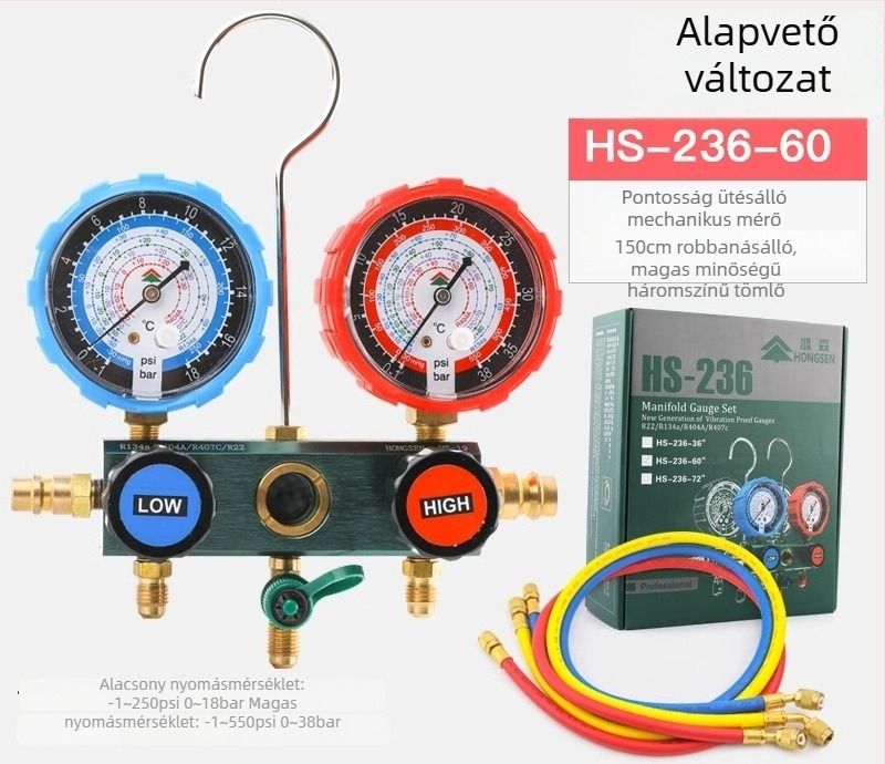 Diafragma nyomásmérő autóhűtőközege HS-236A-60, mérési tartomány 3.8, pontosság 1.6, közvetlen csatlakozás