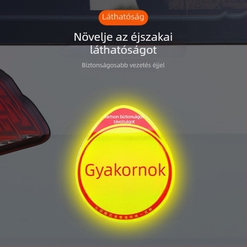 Autó matricák, lézerreflektívak, öntapadók, szívócsészék nélkül, kezdő sofőröknek, szélesség 24, hosszúság 16, anyag papír