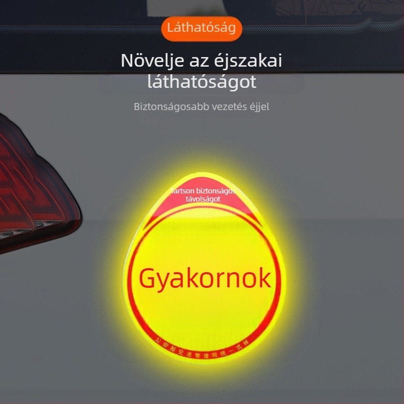 Autó matricák, lézerreflektívak, öntapadók, szívócsészék nélkül, kezdő sofőröknek, szélesség 24, hosszúság 16, anyag papír