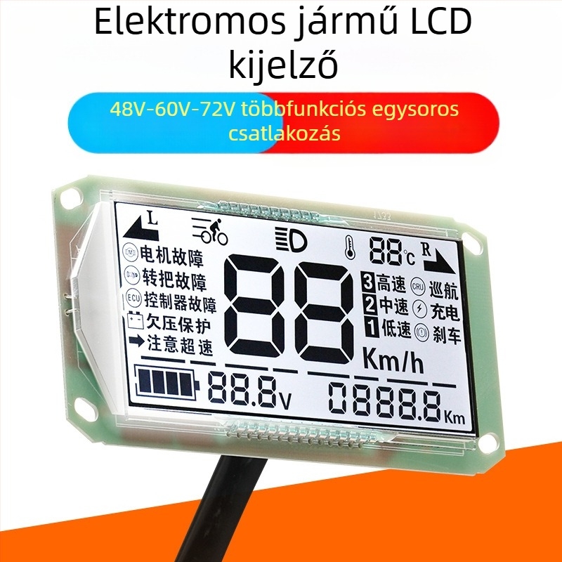 Elektromos jármű LCD kijelző a műszerfalhoz – univerzális 48V/60V/72V, LED, 1920x1080