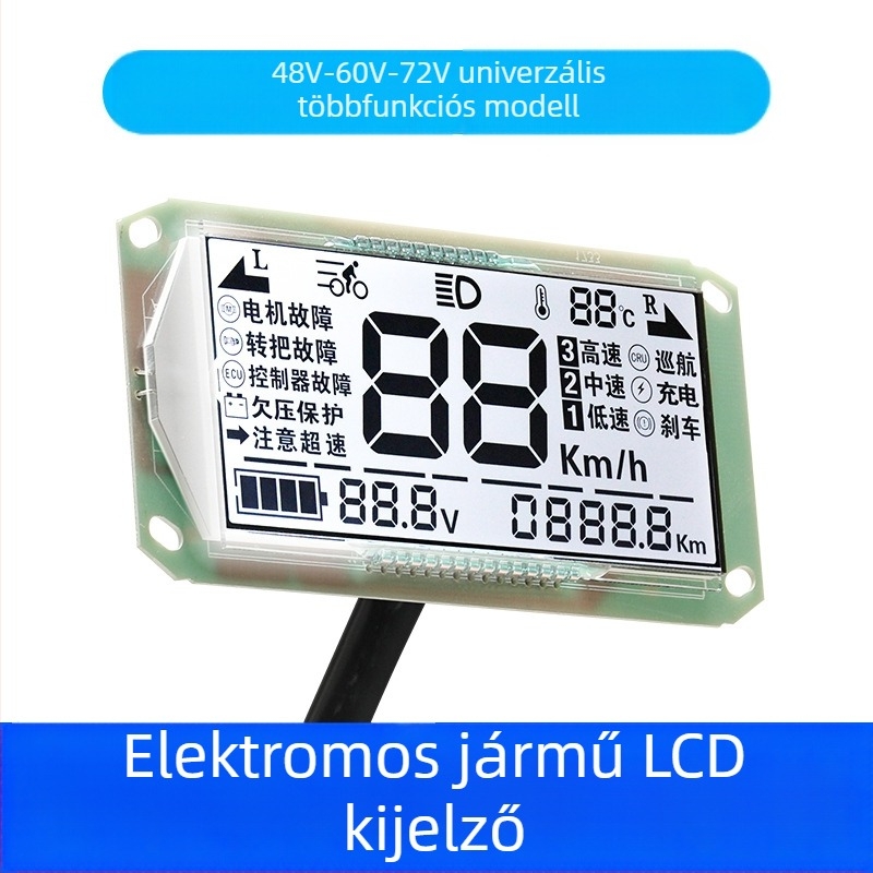 Elektromos jármű LCD kijelző a műszerfalhoz – univerzális 48V/60V/72V, LED, 1920x1080