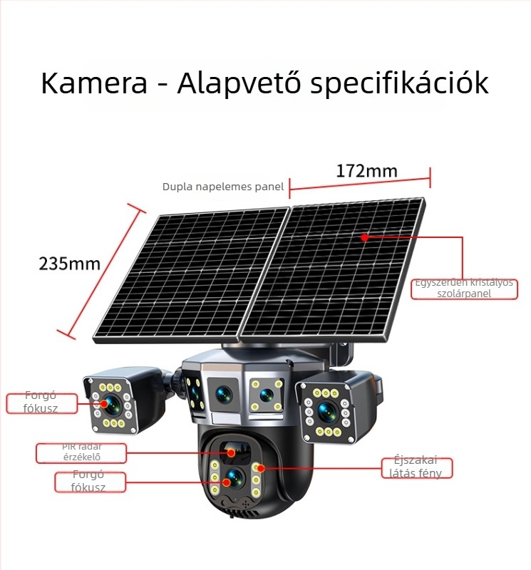 Okos Kamera 4 mm-es lencsével, 1080p élesség, Éjszakai látás, Kültéri vízálló, Távirányítás mobilalkalmazáson keresztül