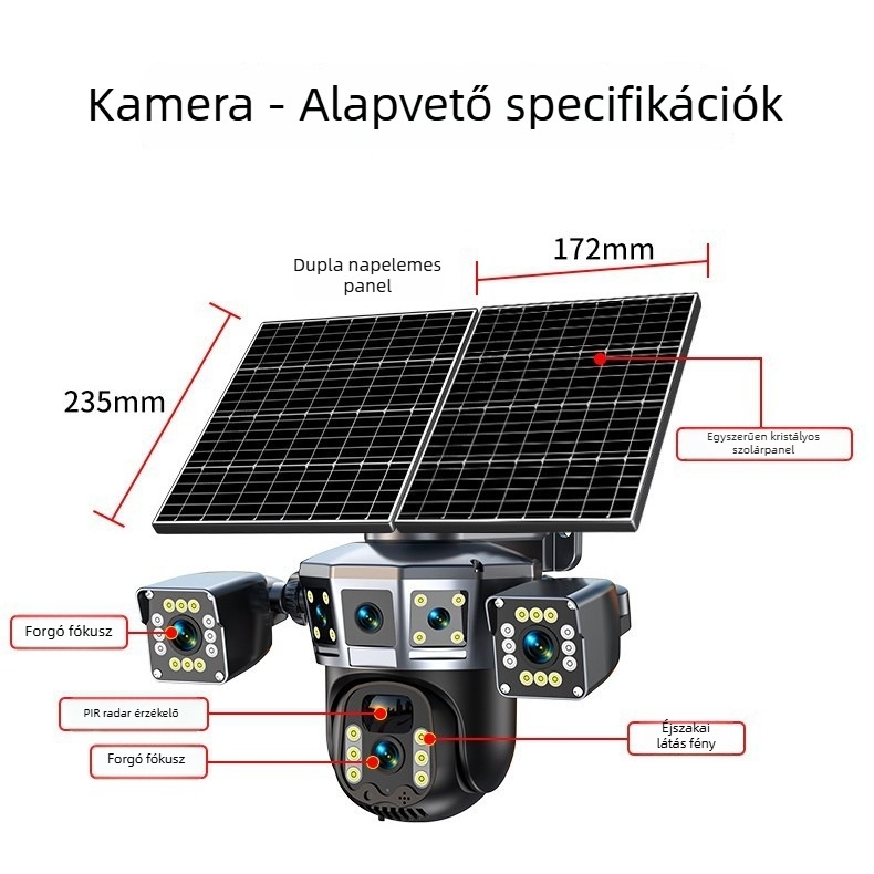 Okos Kamera 4 mm-es lencsével, 1080p élesség, Éjszakai látás, Kültéri vízálló, Távirányítás mobilalkalmazáson keresztül