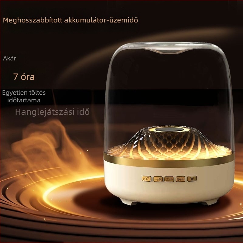 Harman Bluetooth mélynyomó hangfal üveg-designnal, vezeték nélküli asztali számítógépes zenehallgatáshoz, 360° kör surround hangzás RGB világítással