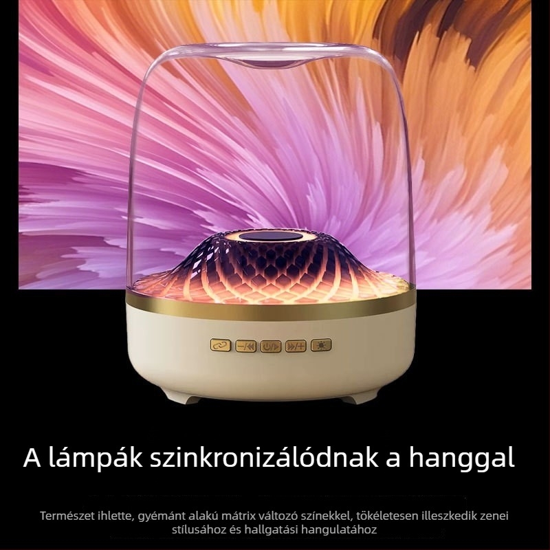 Harman Bluetooth mélynyomó hangfal üveg-designnal, vezeték nélküli asztali számítógépes zenehallgatáshoz, 360° kör surround hangzás RGB világítással