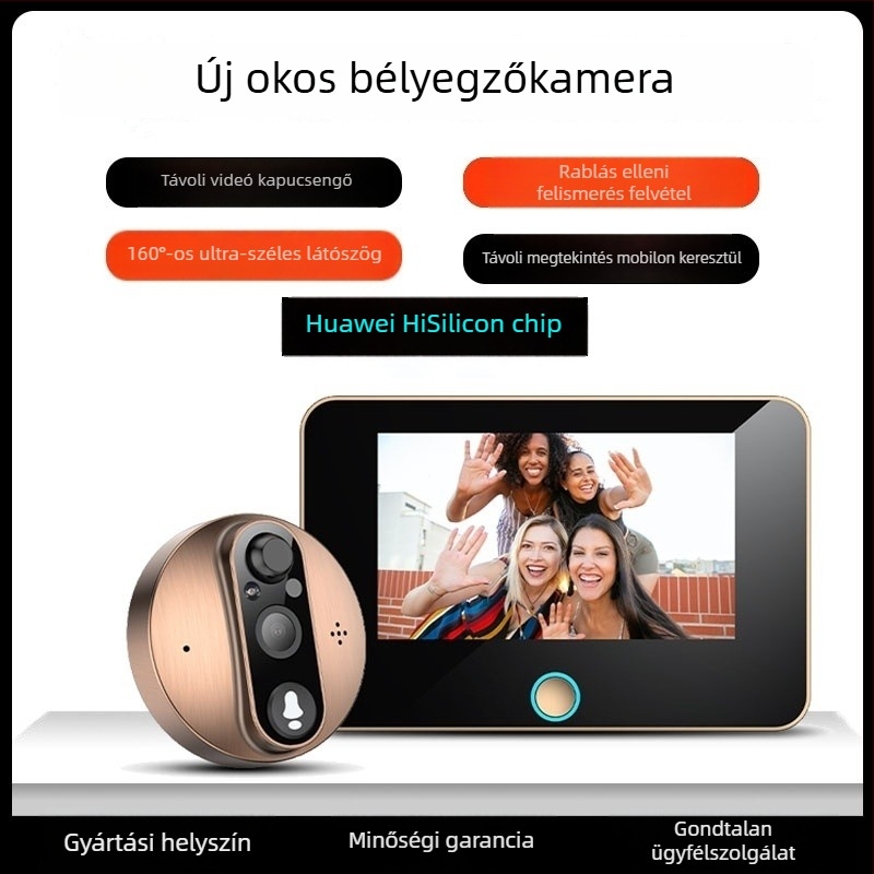 Videó ajtócsengő felügyeleti videóval, WiFi távoli interkom, újratölthető 5000mAh akkumulátor, modell QR-038, márka qoer