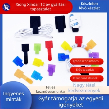 Mágikus kábelkezelő szalag, nylon, nylon-poliészter keverék, öntapadós, számítógépes kábelekhez