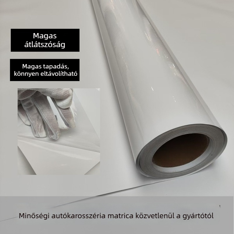 Áttetsző karosszéria matrica, magas viszkozitású, eltávolítható ragasztóval, kompatibilis eco‑szolvens nyomtatással