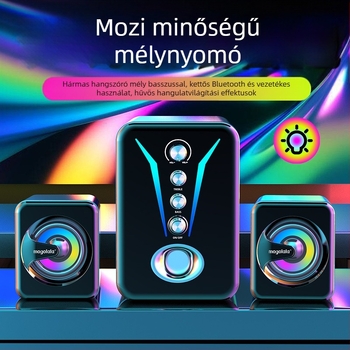 Bluetooth asztali hangszóró számítógéphez és otthoni használatra, mélynyomóval, kiváló hangminőség, nagy hangerő, IPX7
