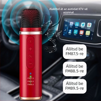 Vezeték nélküli autós karaoke mikrofon, modell Q1 — Bluetooth 5.0, beépített akkumulátor 300–500 mAh, frekvenciatartomány 100 Hz–20 kHz, SNR ≥85 dB