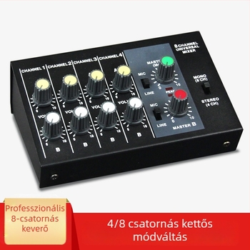 8-csatornás Mix428 mikrofon-reverberátorral, mikrofon bővítés, 6.5 mm interfész, 12V tápegység, modell 4/8