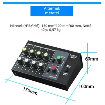 8-csatornás Mix428 mikrofon-reverberátorral, mikrofon bővítés, 6.5 mm interfész, 12V tápegység, modell 4/8