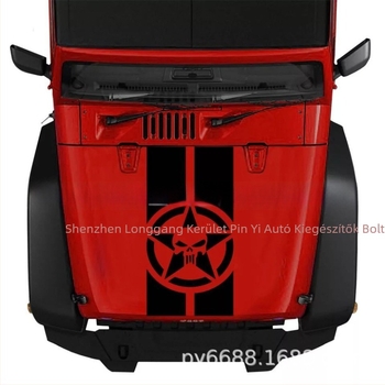 X-294 motorháztető dekoratív matrica Jeep Wranglerhez – Csontváz mintázat, PET anyag, Márka Product Art, Séria X
