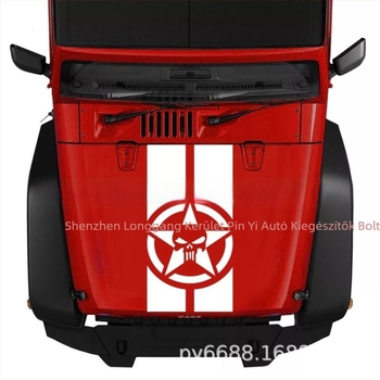 X-294 motorháztető dekoratív matrica Jeep Wranglerhez – Csontváz mintázat, PET anyag, Márka Product Art, Séria X
