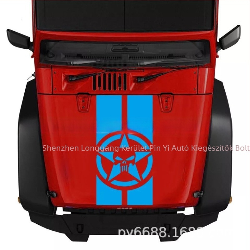 X-294 motorháztető dekoratív matrica Jeep Wranglerhez – Csontváz mintázat, PET anyag, Márka Product Art, Séria X