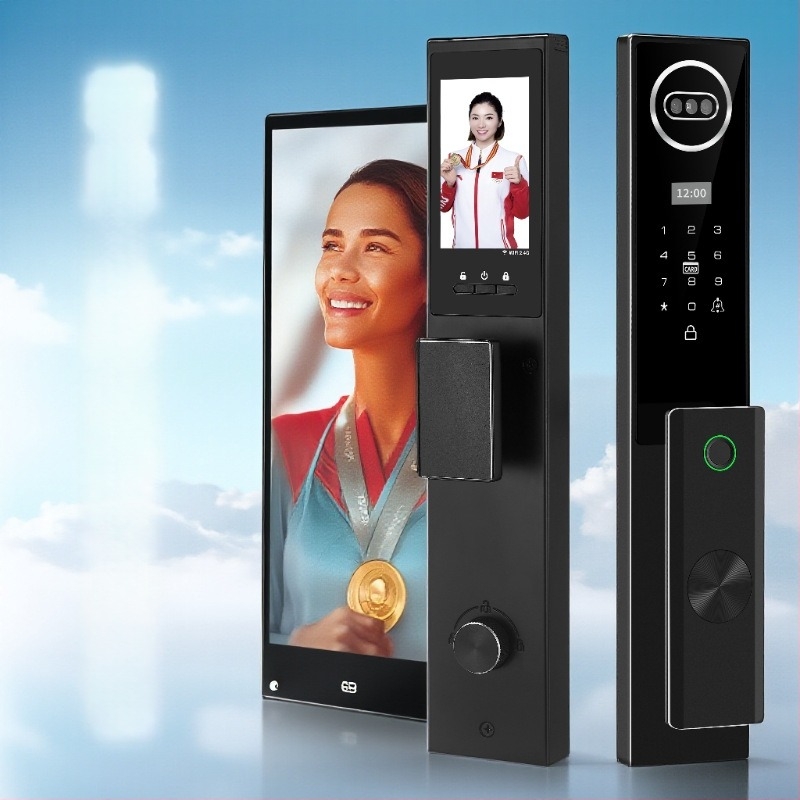 Okos zár ujjlenyomat-azonosítással, 3D arcfelismerés, 30 ujjlenyomat tárolása, >100000 feloldás, szkennelési idő 1 s alatt