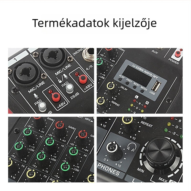 Voice Transferor Q4 USB Audió Mixer Testreszabható Feldolgozással, USB interfész, Teljesítmény 5