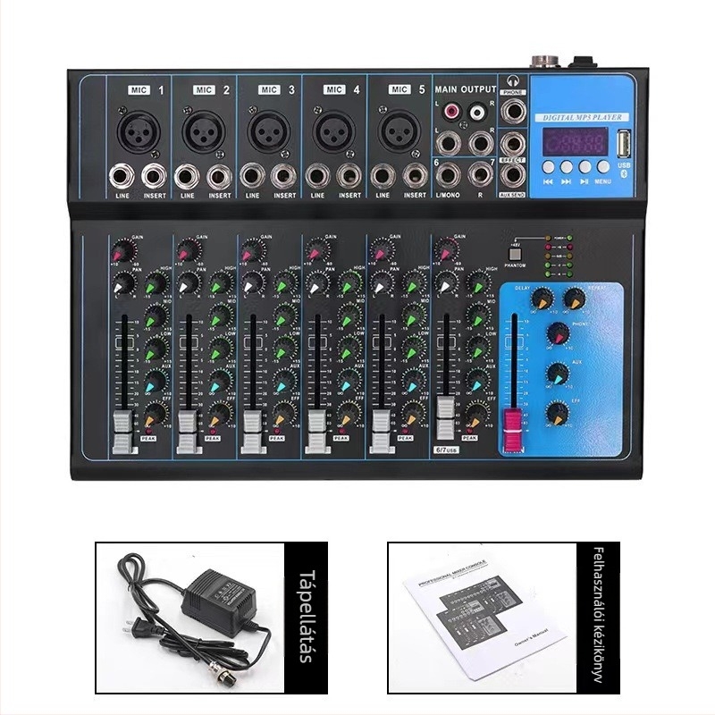 Gerlik Professzionális F4 DJ keverő és F7 Bluetooth színpadi hangfal, felvételre kész