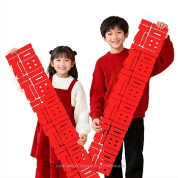 Tavaszi Fesztivál fotó kellékek — ló éve témájú, kézműves filc díszítés, kínai stílusú pár feliratok (Termék 008)