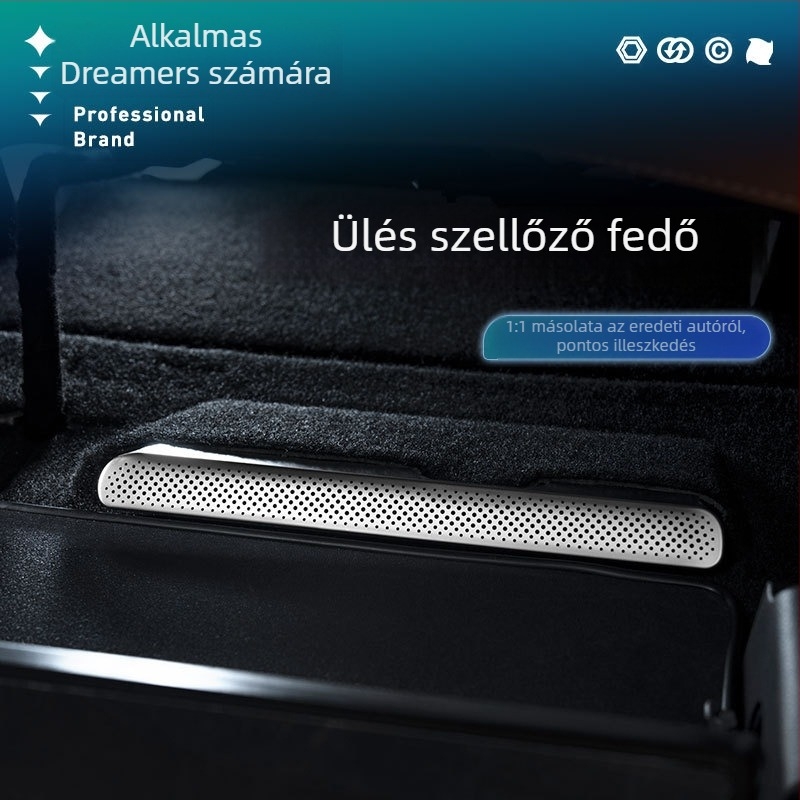 Rozsdamentes acélból készült védőfedél az első ülés alatti alsó légáramló nyílás számára – belső autómodifikáció