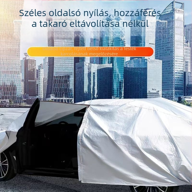 Minden évszakra alkalmas, teljes lefedettségű autófedél, vastag anyaggal, védelem a naptól, esőtől és karcolásoktól.