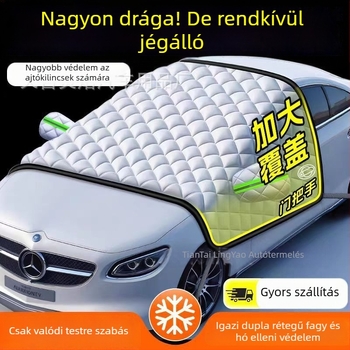 Autófedél – félfedél a front részhez, minden évszak számára; védelem a nap ellen, hőszigetelés, hó, eső és fagy ellen; univerzális a front részhez. Anyag: alumíniumfólia; Stílus: vastagított; Mintázat: csíkok; Telepítés: snap-in