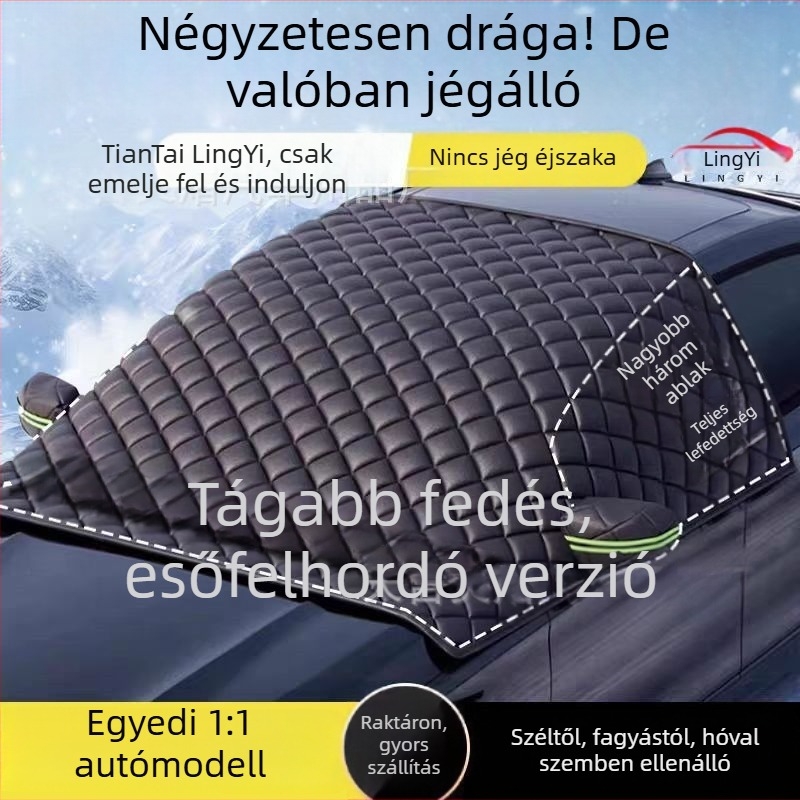Autófedél – félfedél a front részhez, minden évszak számára; védelem a nap ellen, hőszigetelés, hó, eső és fagy ellen; univerzális a front részhez. Anyag: alumíniumfólia; Stílus: vastagított; Mintázat: csíkok; Telepítés: snap-in