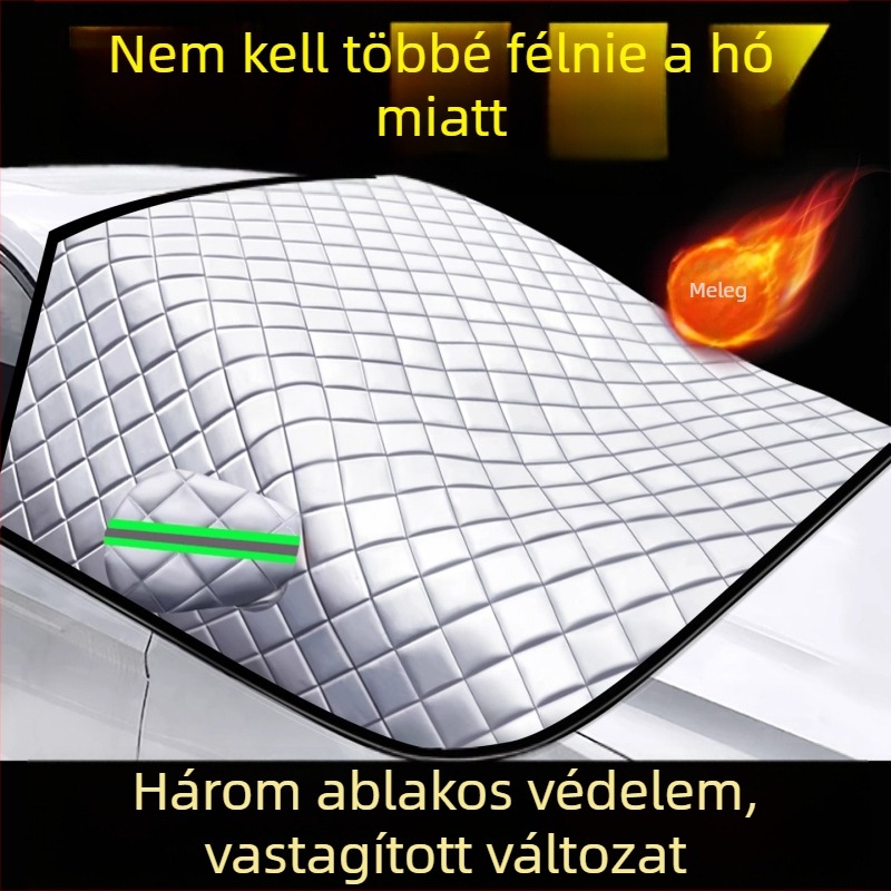 Univerzális első szélvédő fagyvédő takaró - PVC, dupla réteg, kihúzható szerelés, kockás minta