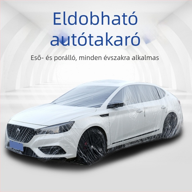 Egyszer használatos autóvédő huzat minden évszakra, napfény- és eső elleni védelem, por elleni védelem, teljes fedés, jégeső elleni védelem.